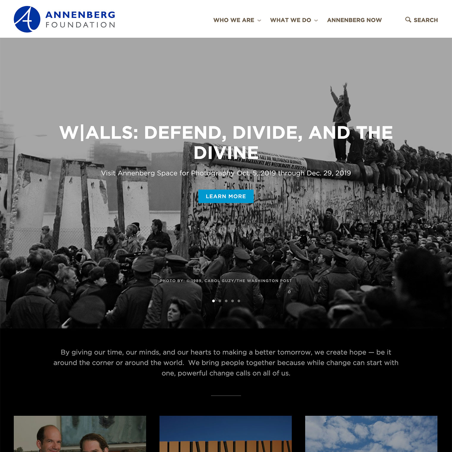 Screenshot of Annenberg Foundation WordPress conversion project's homepage