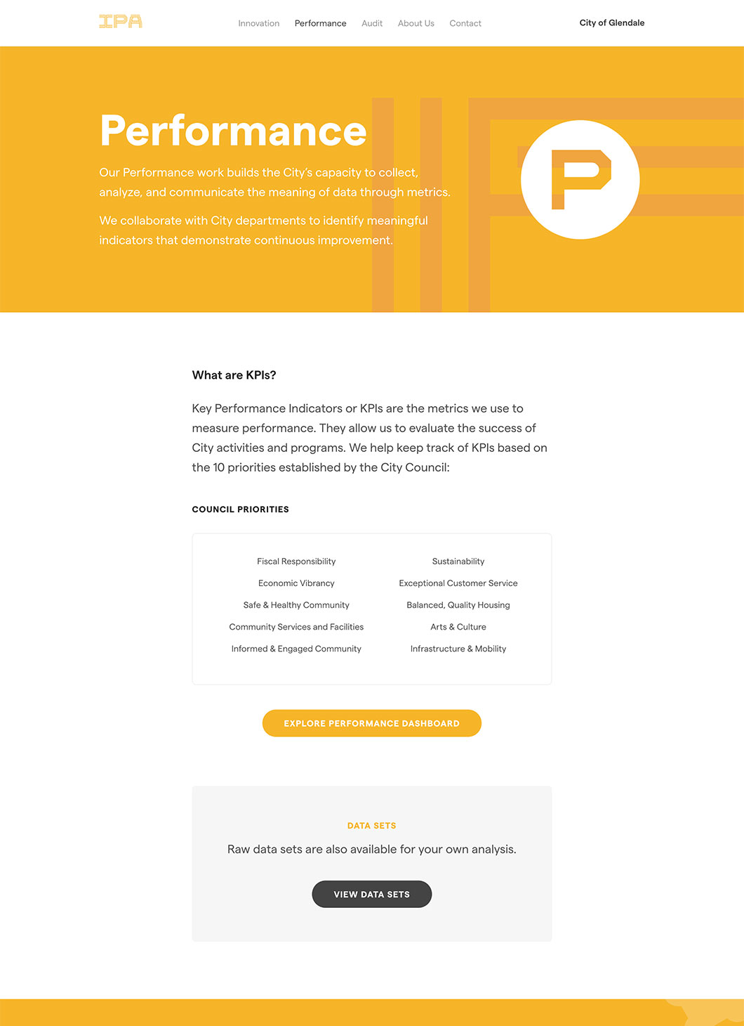 Screenshot of Glendale IPA Performance custom WordPress template