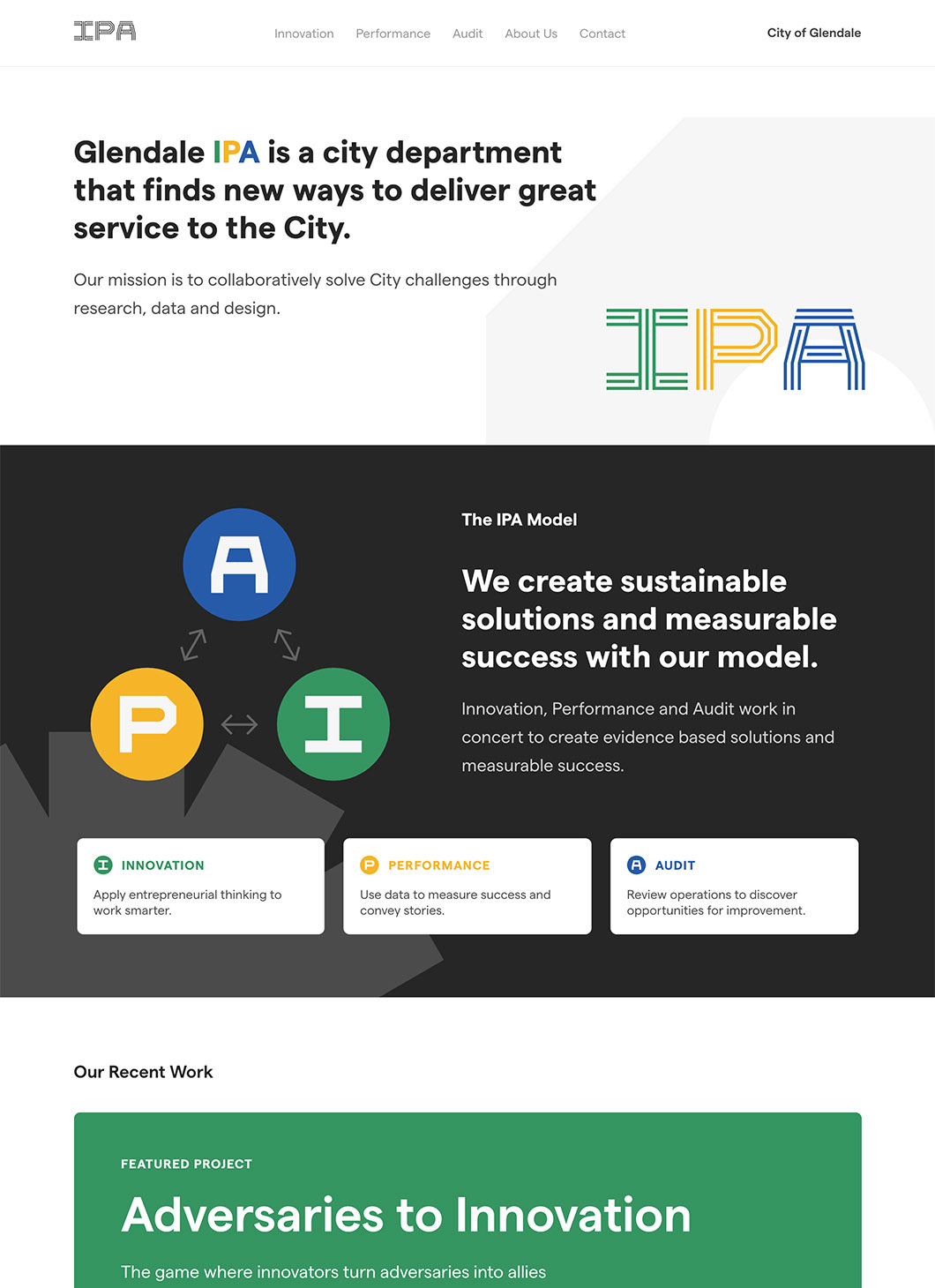 Screenshot of Glendale IPA Homepage