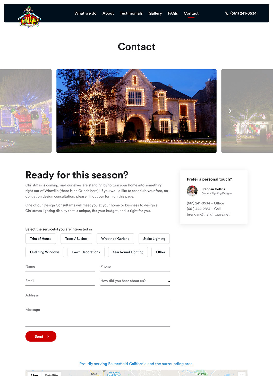 Screenshot of The Light Guys Contact custom WordPress template