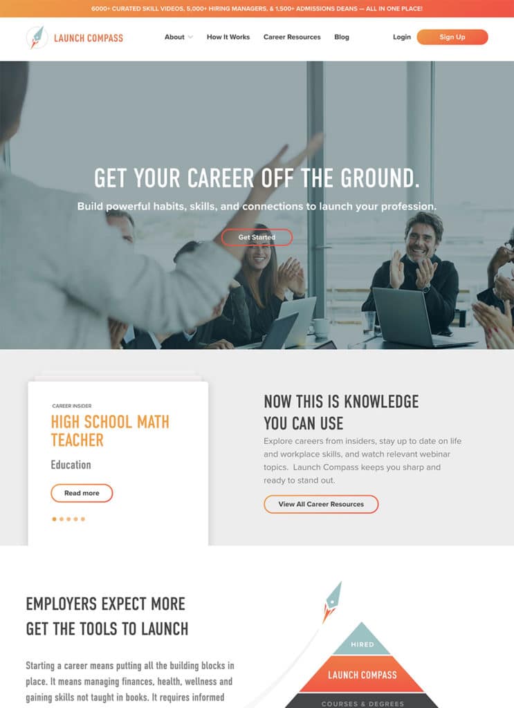 Screenshot of Launch Compass custom WordPress website