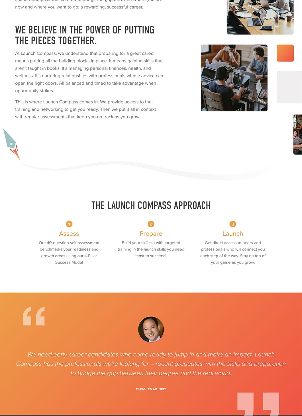 Screenshot of lower portion of Launch Compass Mission custom WordPress template