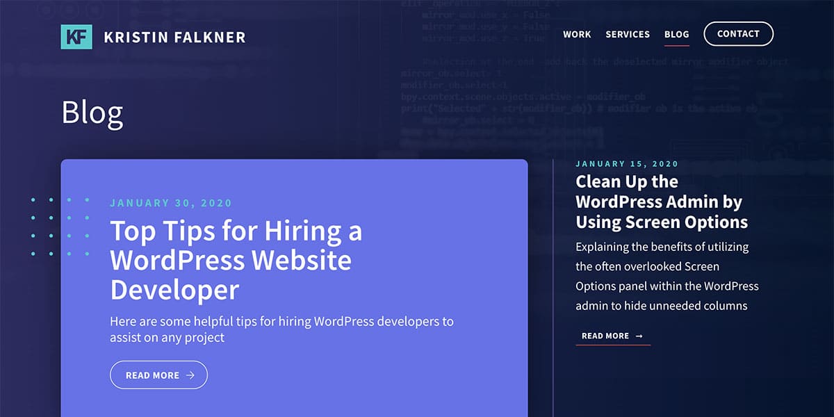 Blog - WordPress Development Tips & Tricks - Kristin Falkner